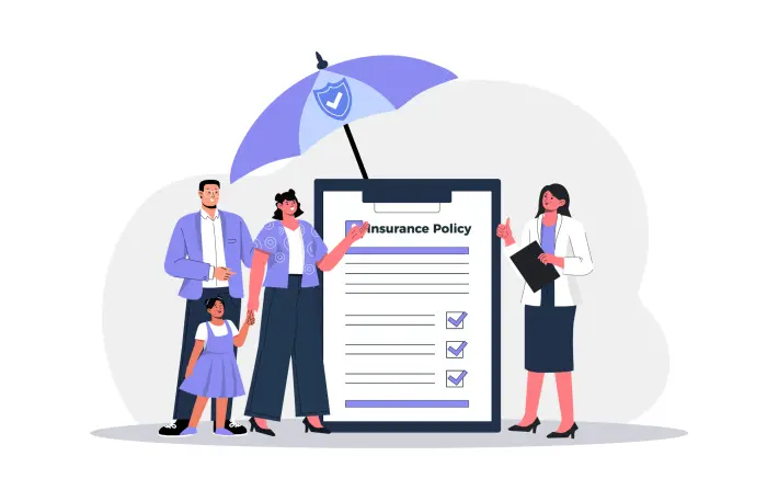 Insurance Security for Family Modern Character Illustration